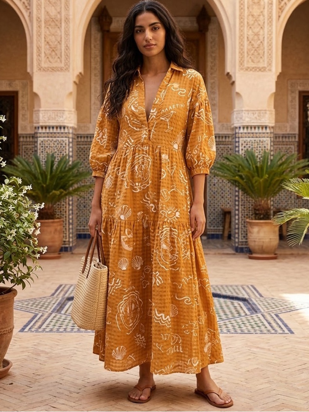 Anthropologie The Carolita Printed Tiered Shirt Dress by Celandine size XL